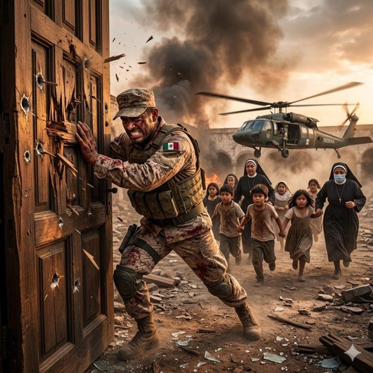 Con el cuerpo perforado a balazos y escupiendo sangre, el cabo Ramírez se negó a soltar esa pesada puerta de roble hasta que los 15 huérfanos subieran al helicóptero. Lo que hizo cuando la última niña pisó la rampa te dejará un nudo en la garganta…